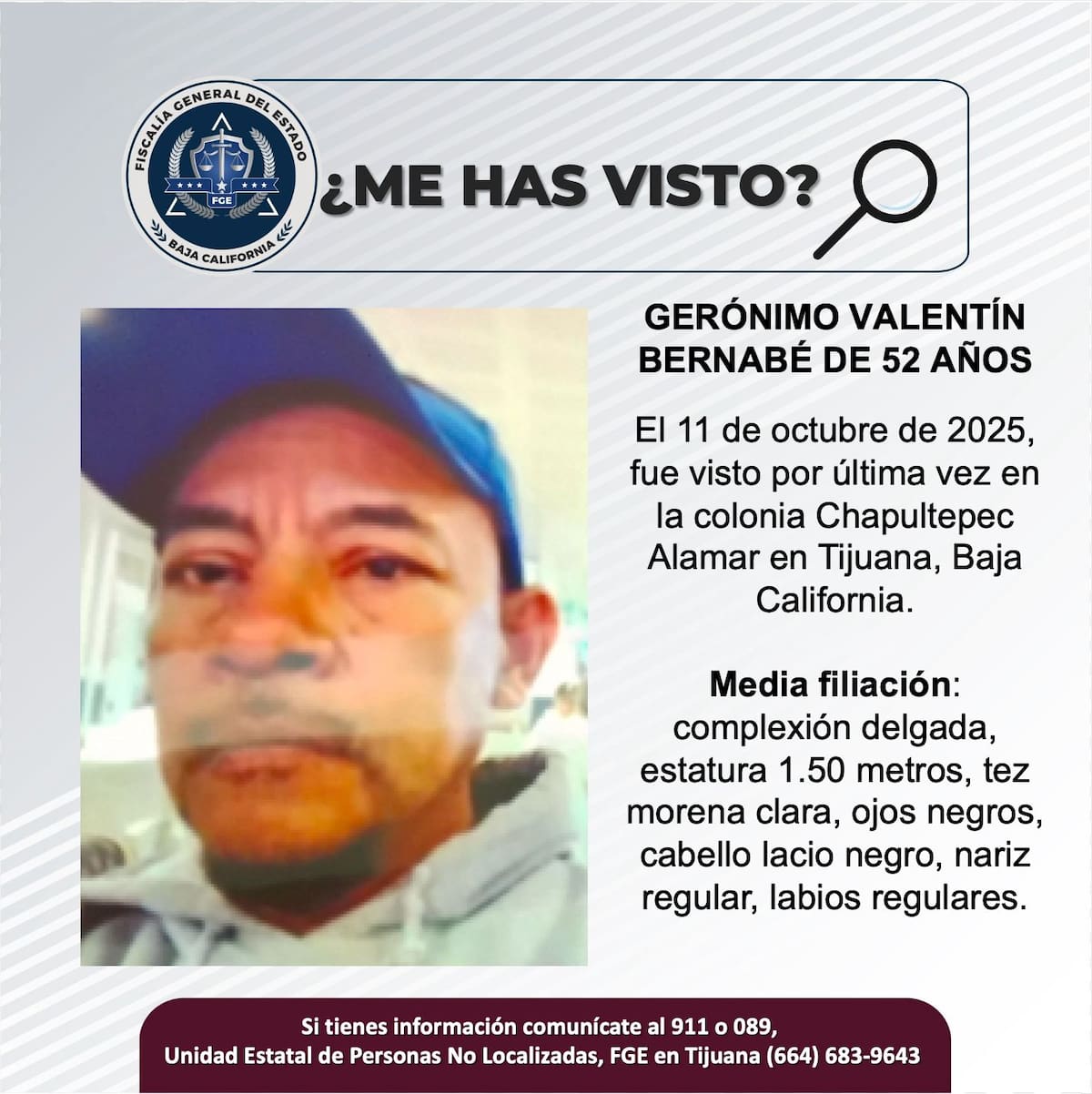 Fue visto por última vez el 10 de octubre de 2025.