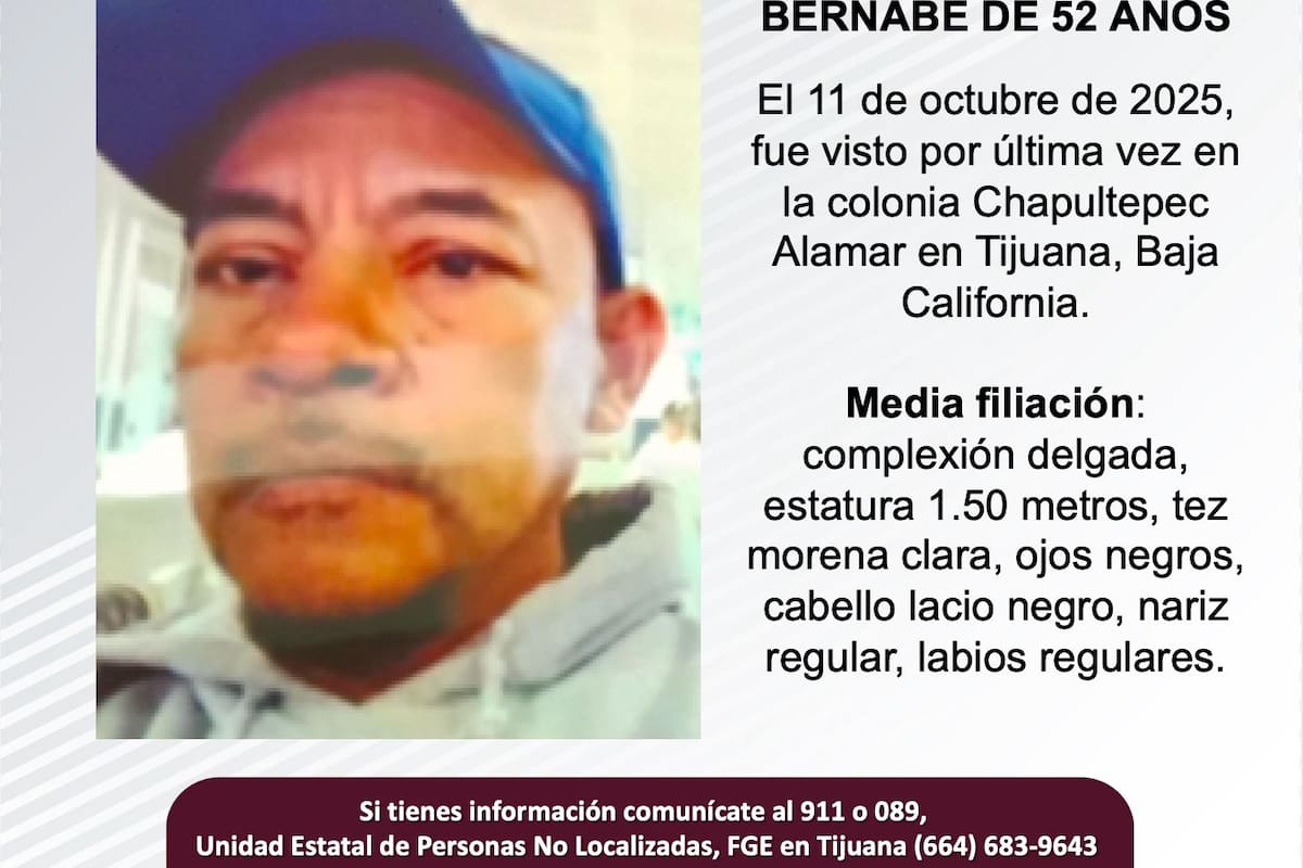 Se busca a Gerónimo Valentín Bernabé de 52 años de edad