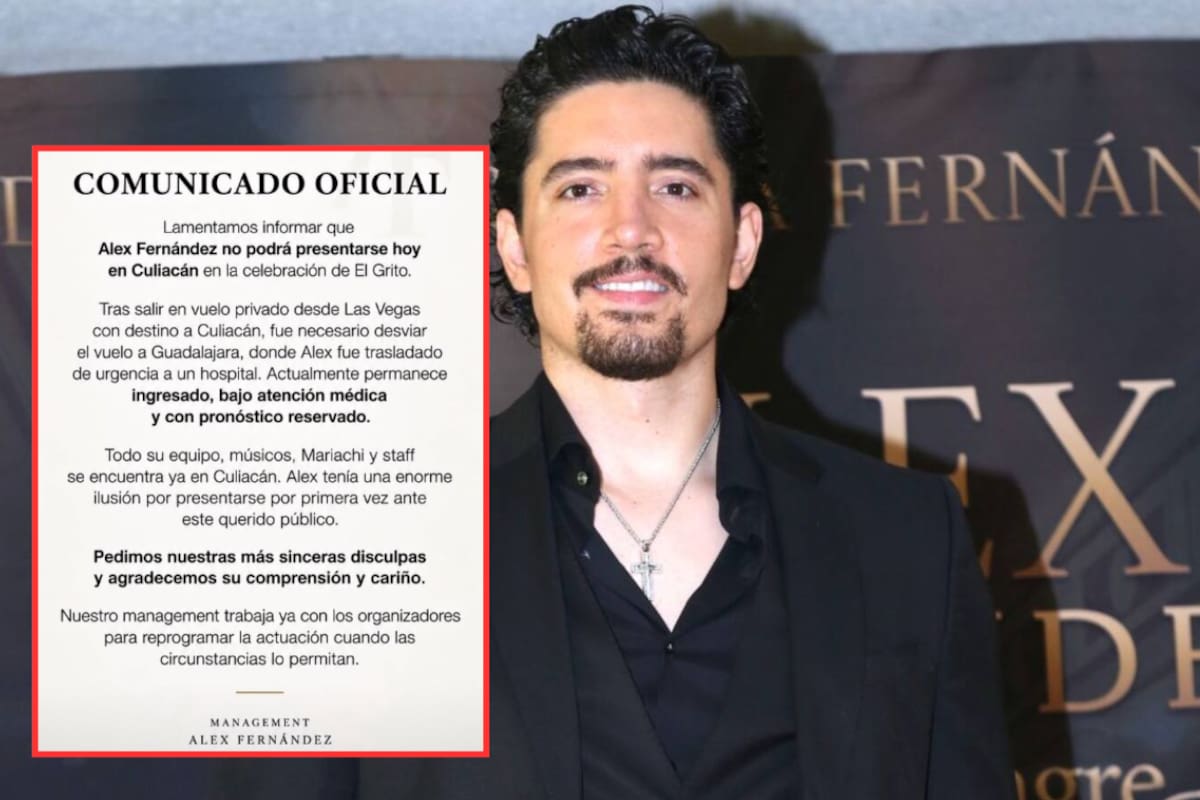 Álex Fernández es hospitalizado de urgencia y cancela su presentación del Grito de Independencia en Culiacán