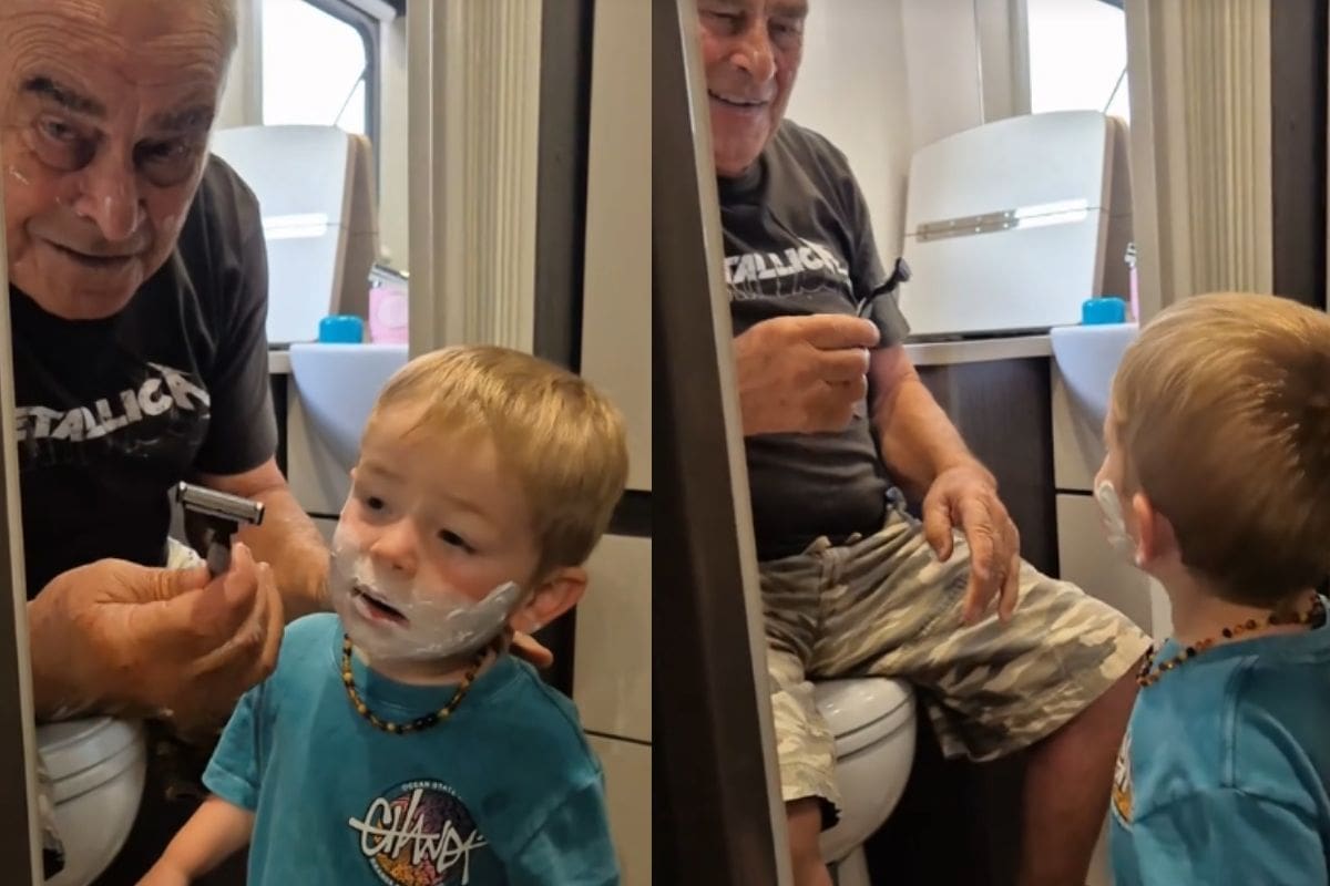 Tras ver cómo su abuelo se afeitaba, un niño quiso ser como él