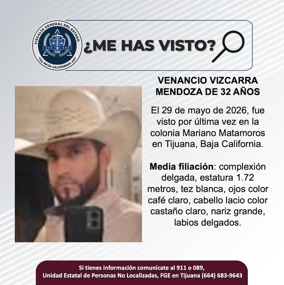 Fue visto por última vez el 29 de mayo de 2026.