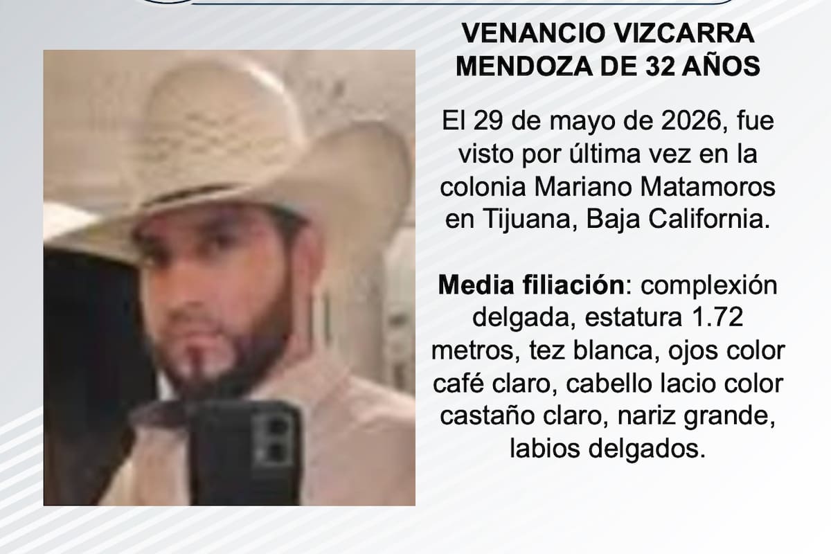 Se busca Venancio Vizcarra Mendoza de 32 años de edad