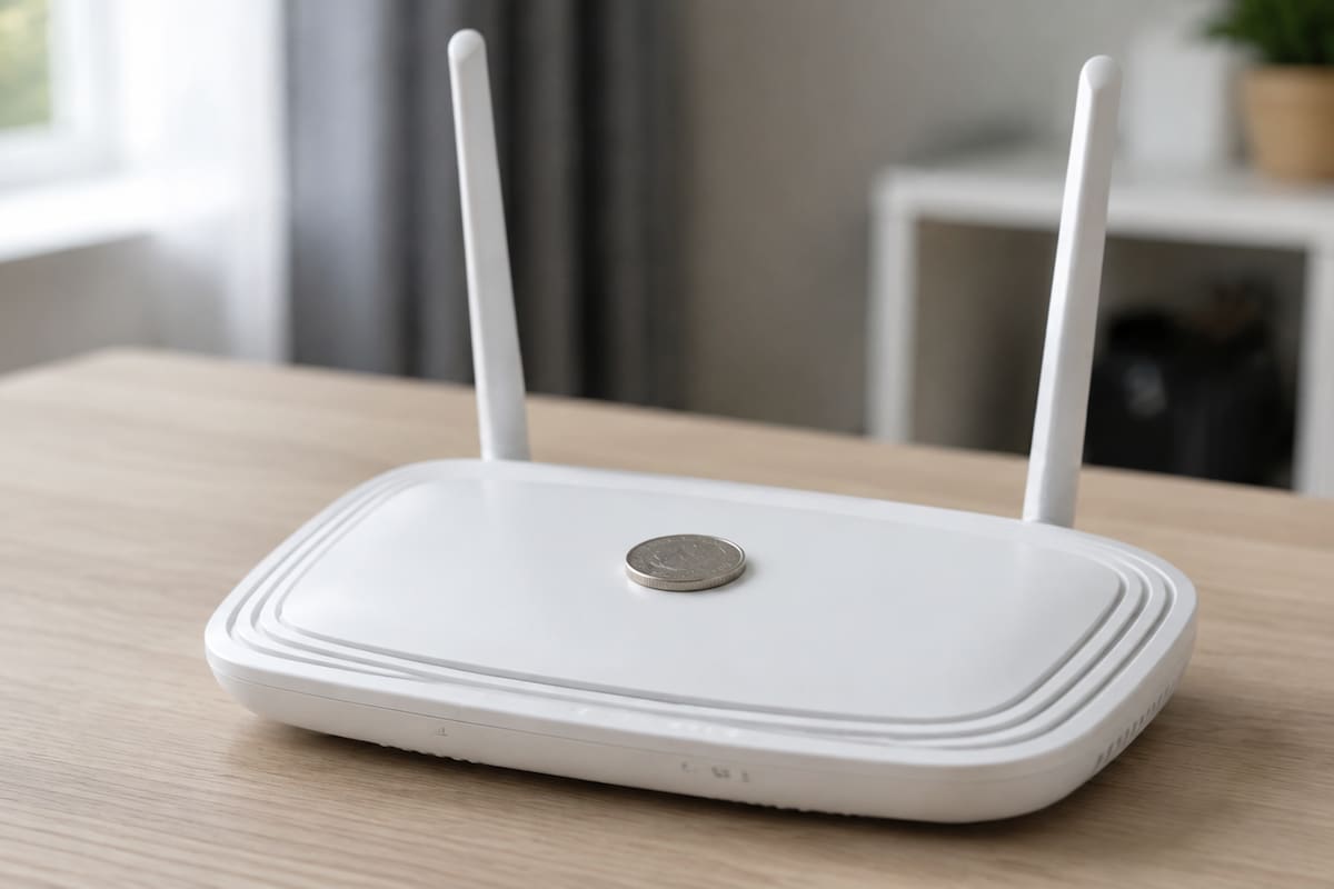 Poner una moneda arriba del router WiFi no mejora la señal: qué dice la evidencia y por qué puede ser contraproducente