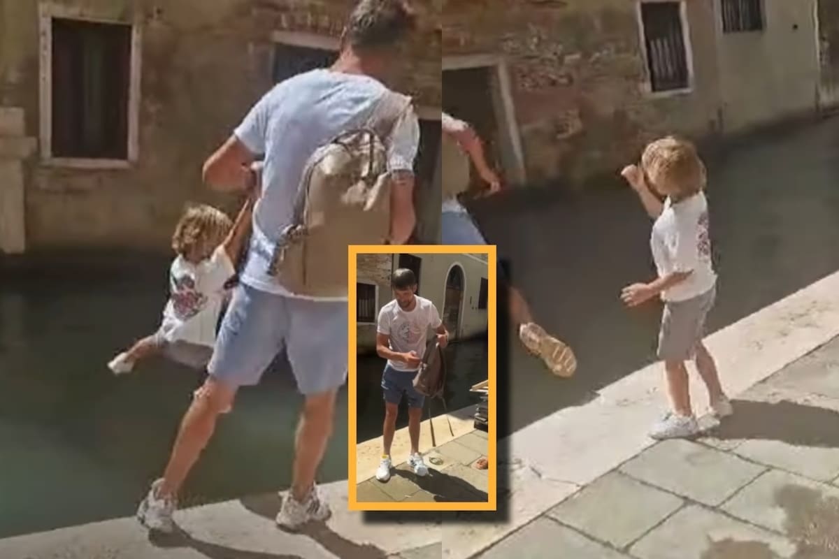 “Se metió al agua contaminada”: hombre que jugaba con su hijo a saltar un canal en Venecia termina cayendo él mismo