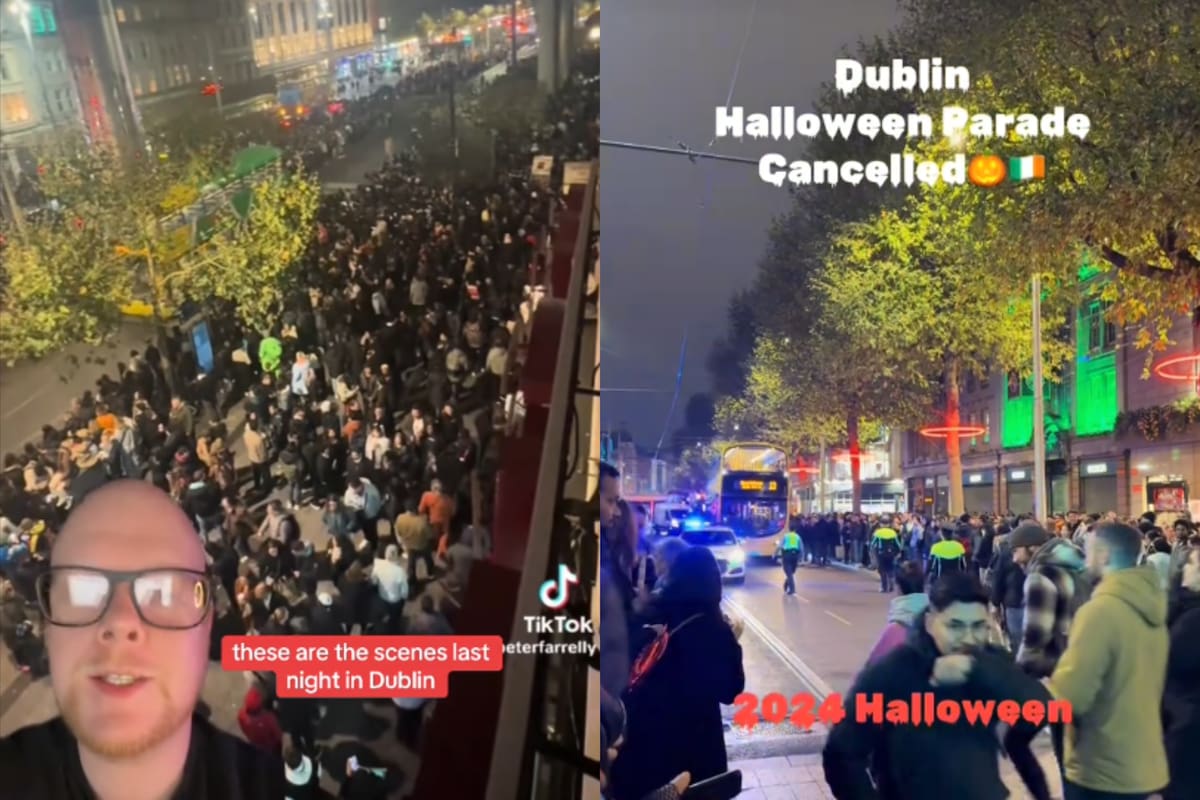 Multitud se reúne en Dublín para un desfile "falso" de Halloween