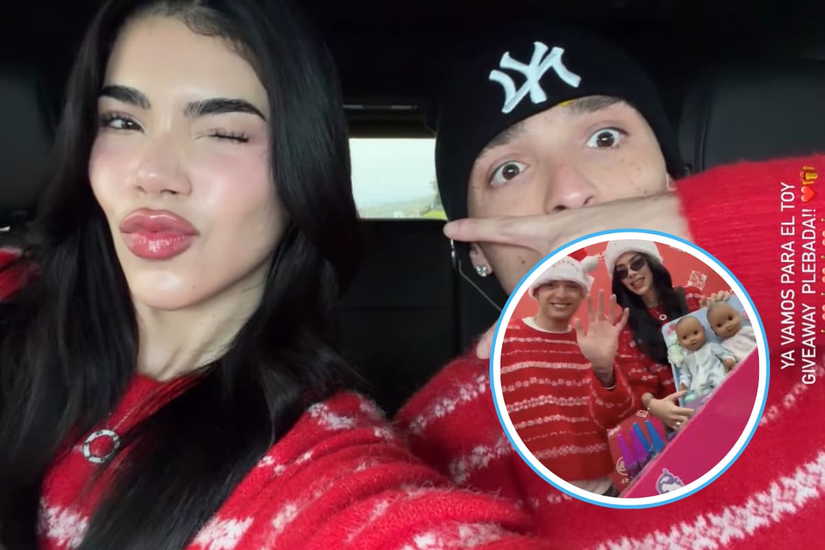 Peso Pluma y Kenia Os regalan juguetes a niños en Navidad en supermercado de Los Ángeles