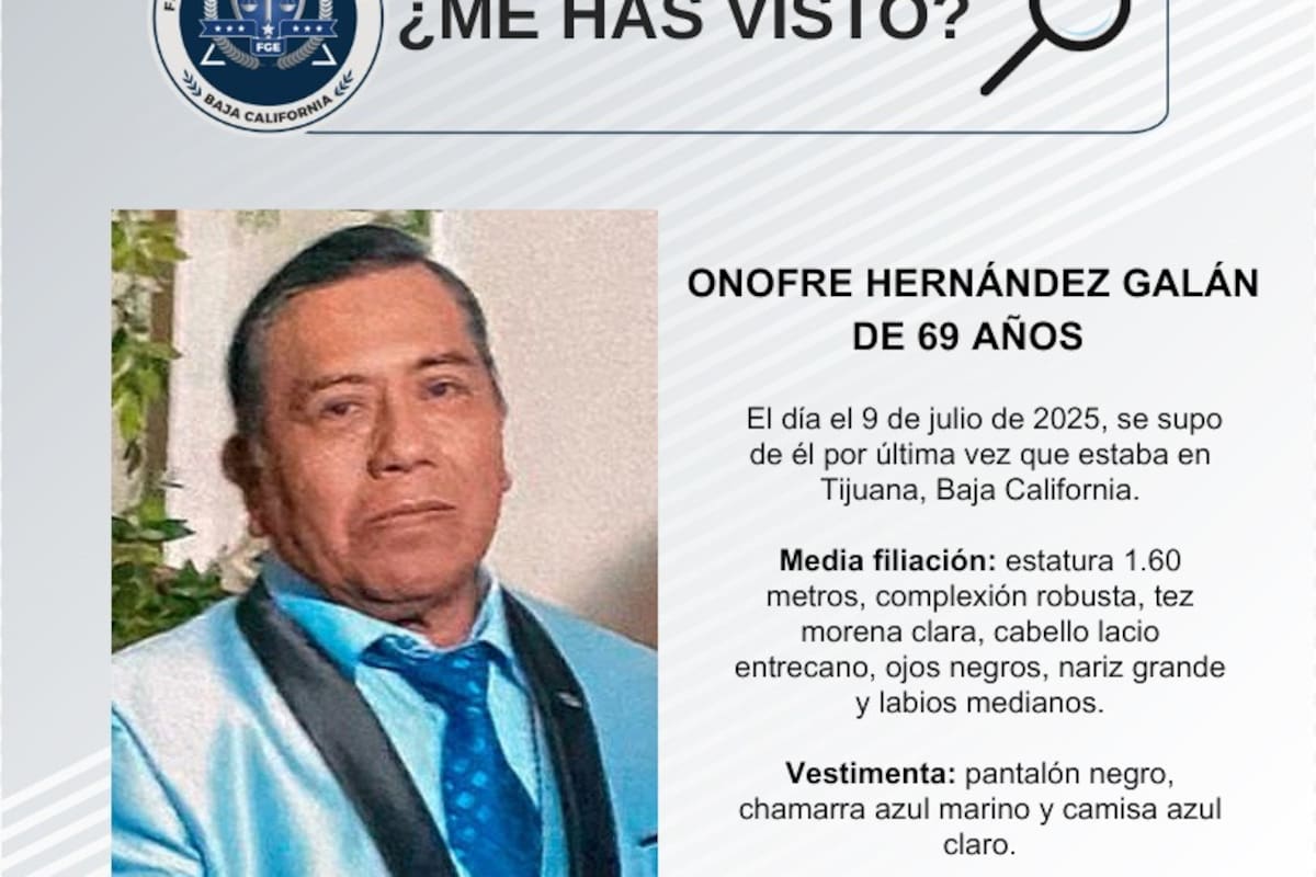 Se busca a Onofre Hernández Galán, de 69 años de edad