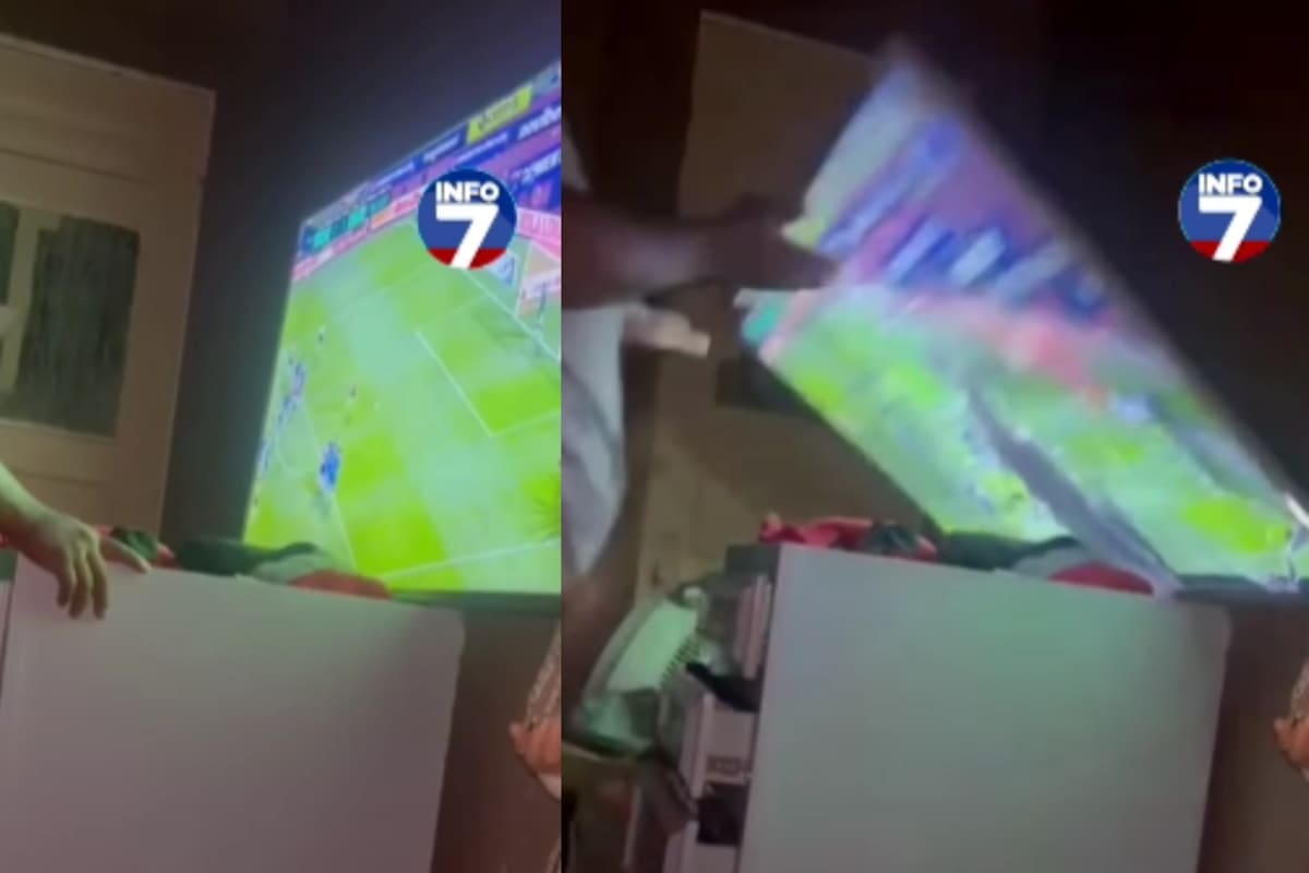 Aficionado de las Chivas rompe y tira su pantalla al ver que su equipo iba perdiendo