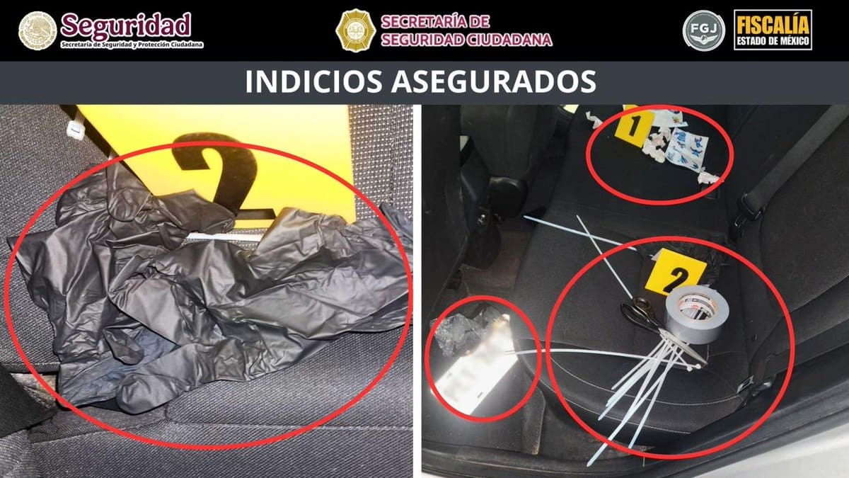 Entre los indicios mencionados por las autoridades se encuentran cinchos plásticos, cinta adhesiva industrial y otros materiales relacionados con el sometimiento de las víctimas. | Crédito: X @FiscaliaEdomex