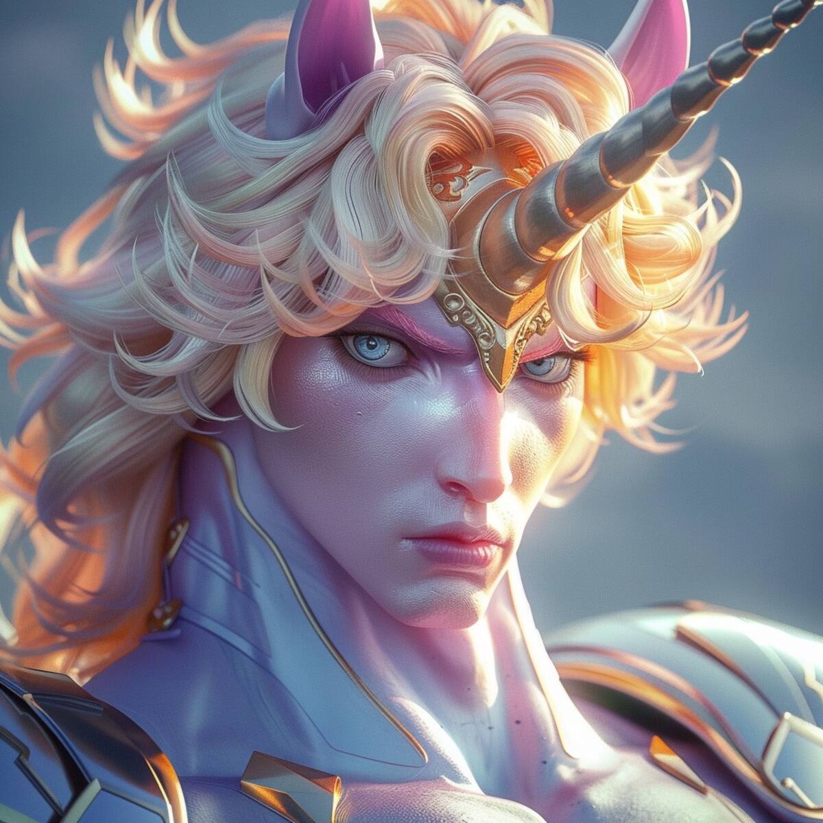 Explorando la imaginación de la IA: Jabu luce un cabello largo y rubio que añade un toque de gracia a su figura.