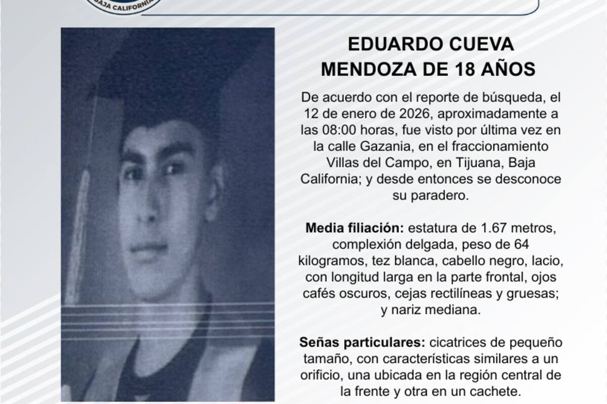 Se busca a Eduardo Cueva Mendoza, de 18 años de edad