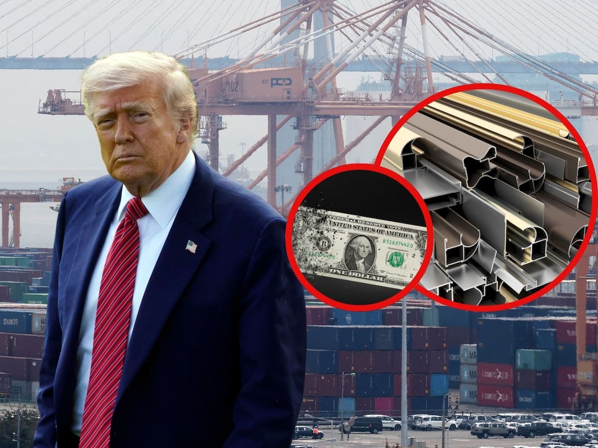 Precios del aluminio y acero se disparan en Estados Unidos tras nuevos aranceles de Trump; acciones asiáticas caen. | Crédito: EFE/REUTERS/Canva