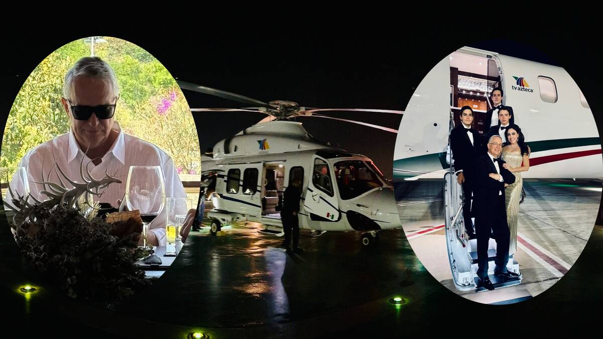 Fotografía de la familia de Ricardo Salinas Pliego y su helicóptero.