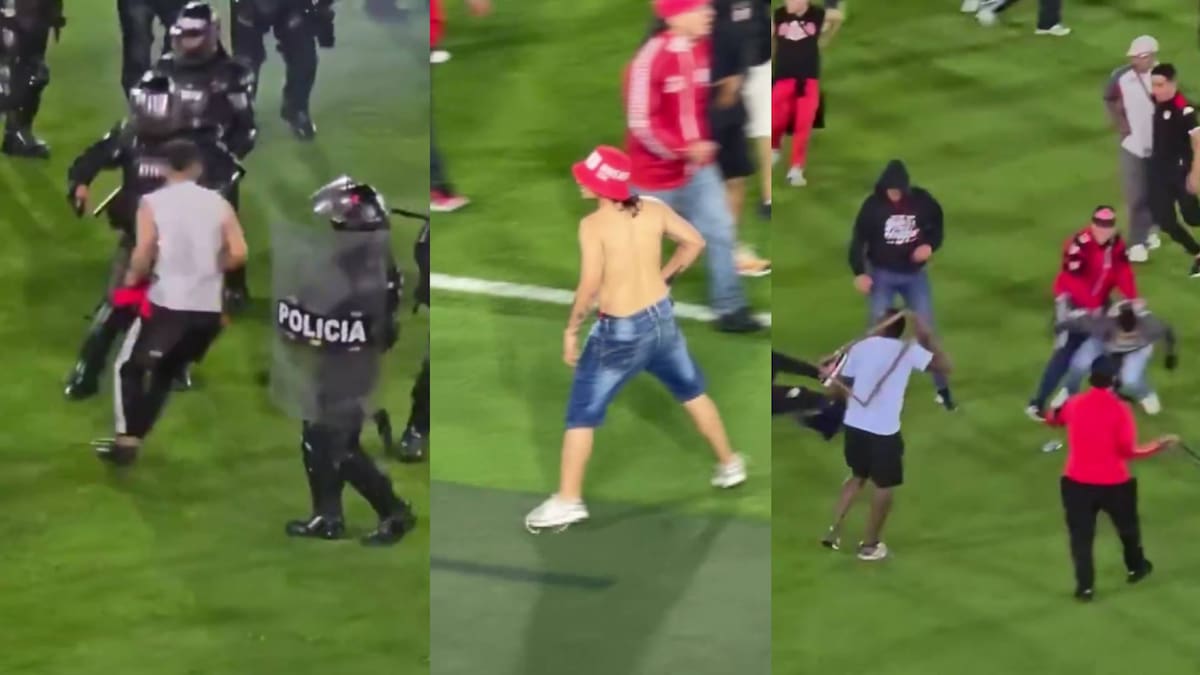 Aficionados sacan cuchillos e invaden la cancha durante batalla campal en el futbol de Colombia: hay 17 heridos