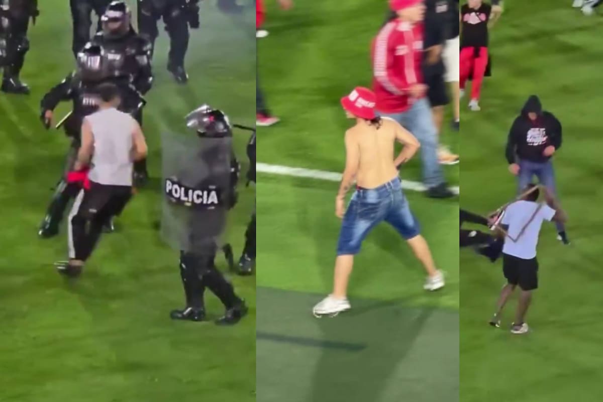 Aficionados sacan cuchillos e invaden la cancha durante batalla campal en el futbol de Colombia: hay 17 heridos