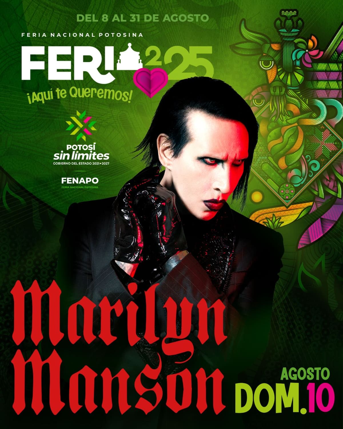 Marilyn Manson se presentará gratis en San Luis Potosí / Instagram @marilynmanson