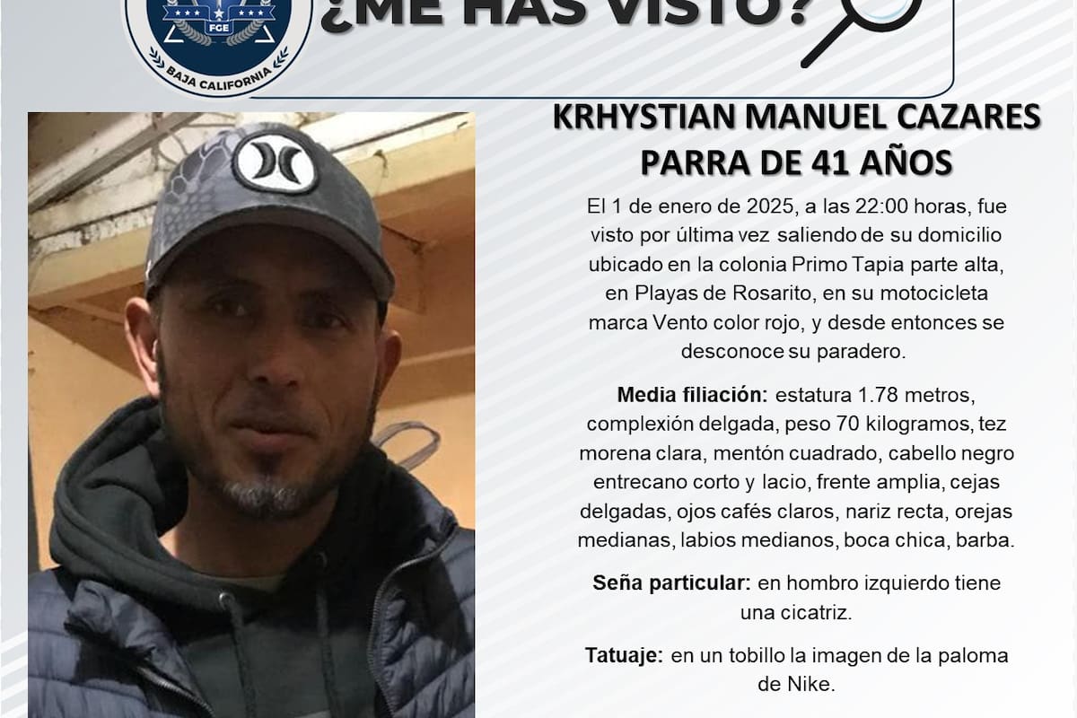 Se busca a Krhystian Manuel Cazares Parra de 41 años