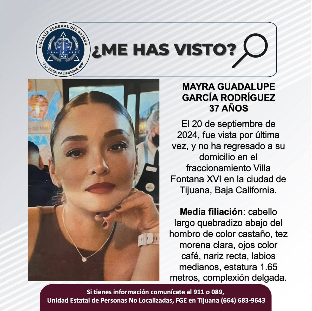 Mayra Guadalupe García Rodríguez fue vista por última vez el 20 de septiembre de 2024.