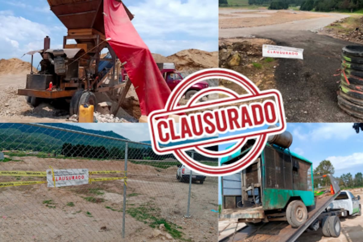 Clausuran banco de materiales y pistas de motocross en zonas protegidas del Edomex: maquinaria asegurada y daños al ecosistema