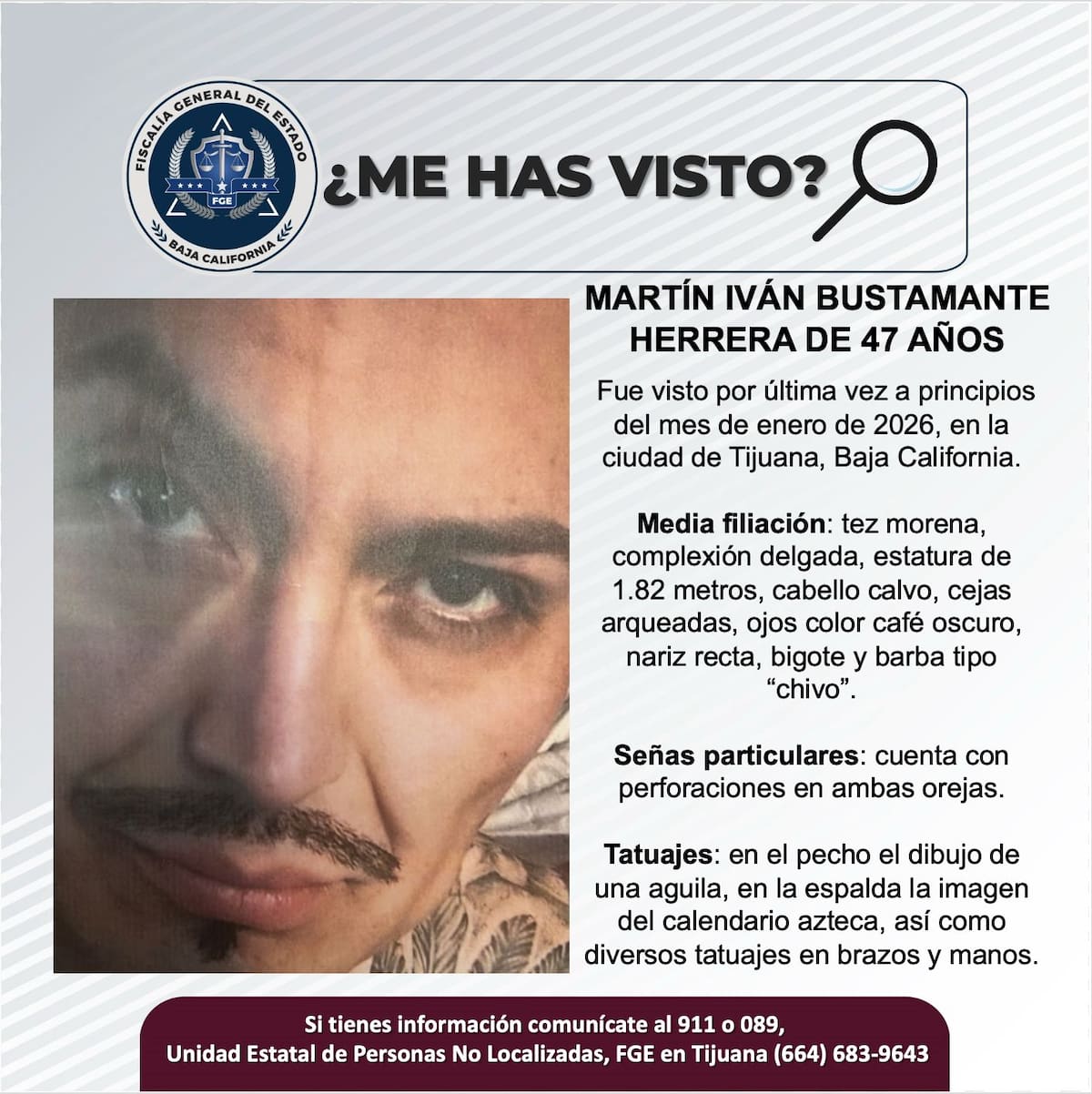 Fue visto por última vez a principios del mes de enero de 2026.