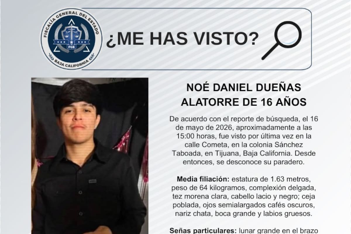 Se busca a Noé Daniel Dueñas Alatorre de 16 años