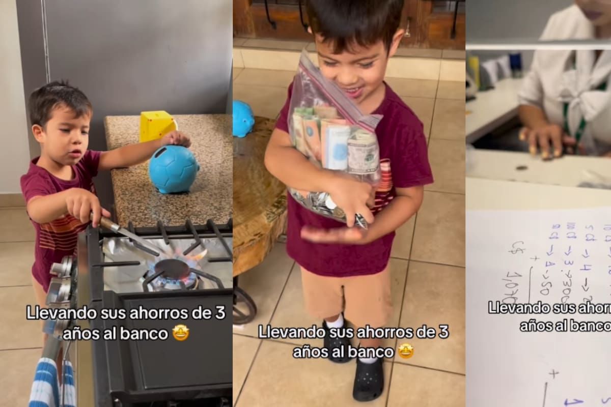 “Le tomó 3 años ahorrar este dinero”: niño va al banco con sus padres para abrir su primera cuenta