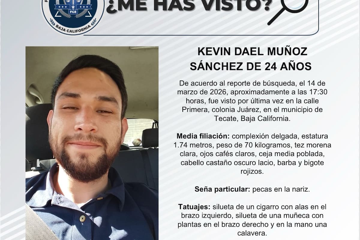 Se busca a Kevin Dael Muñoz Sánchez de 24 años de edad