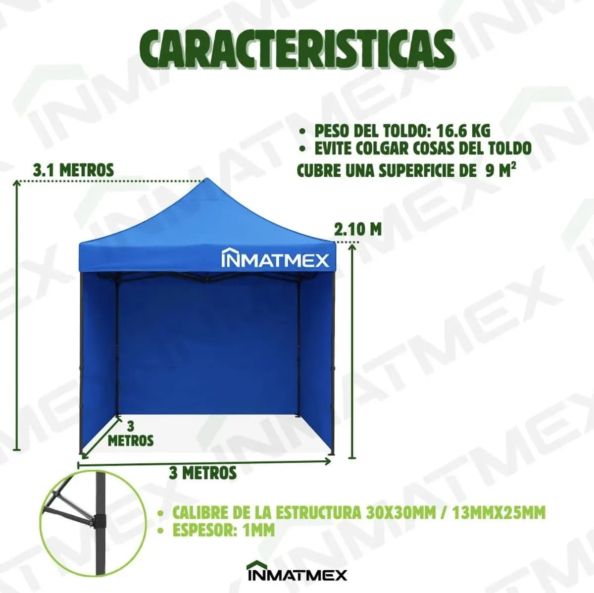 Carpa Toldo 3x3 metros de la marca Inmatmex | Mercado Libre
