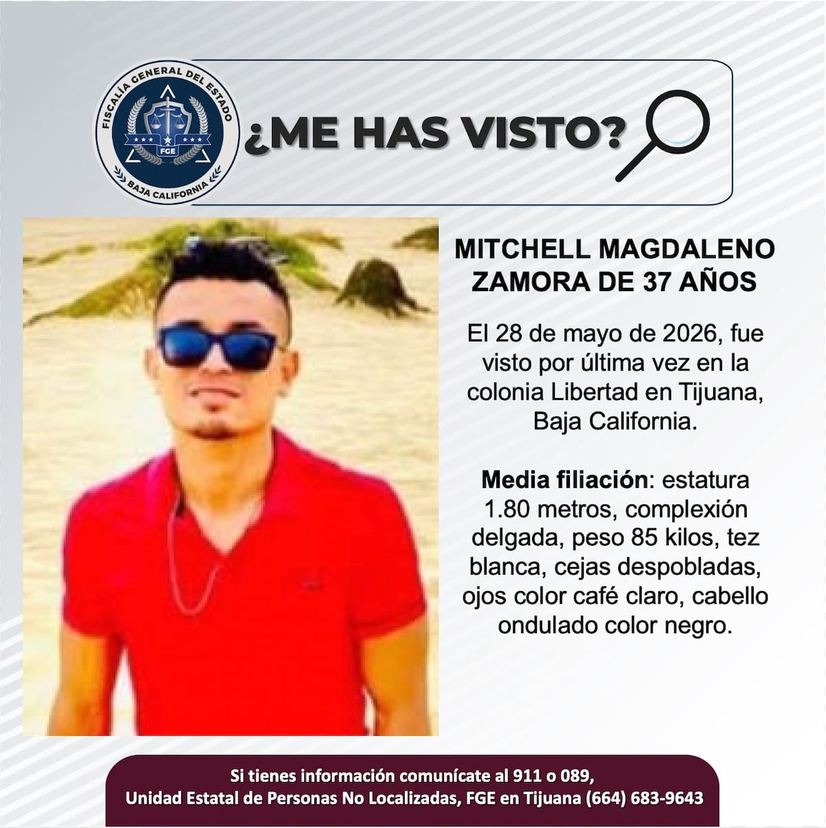 Fue visto por última vez el 28 de mayo de 2026.