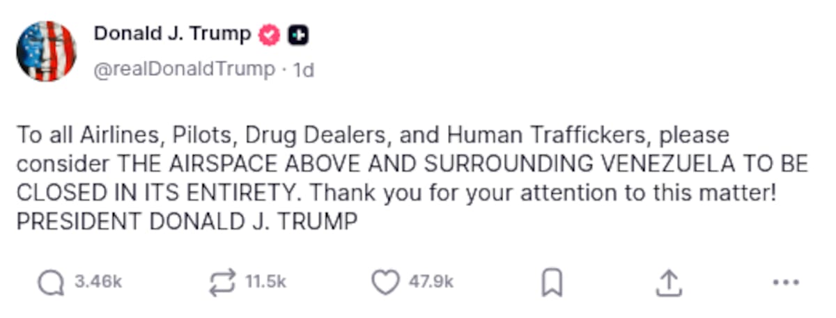 Donald Trump en Truth Social.