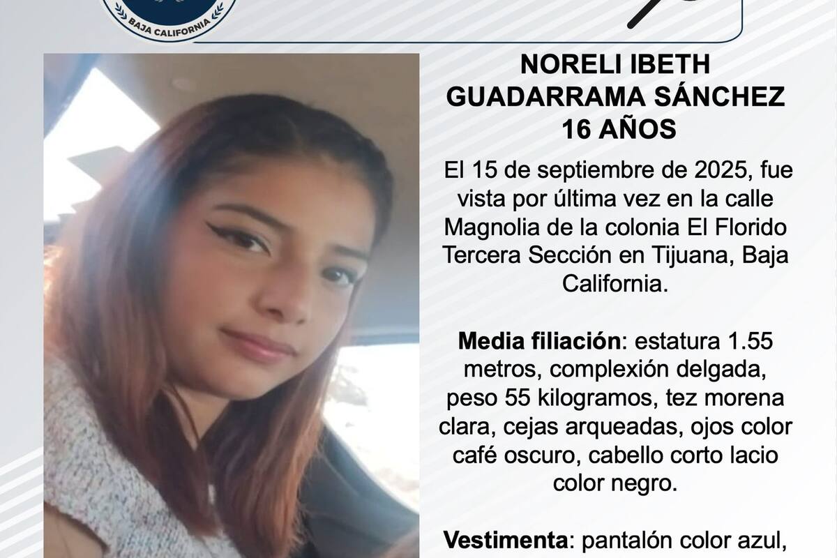 Se busca a Noreli Ibeth Guadarrama Sánchez de 16 años
