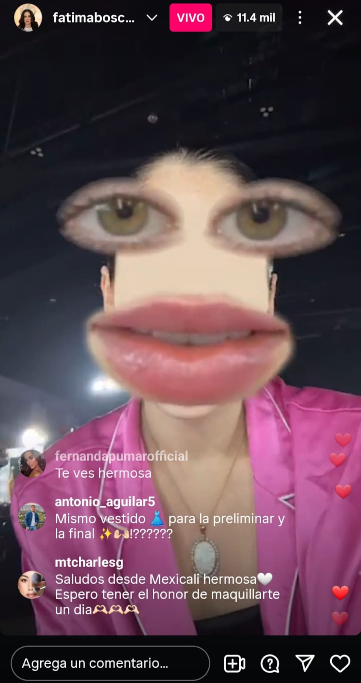 Fátima Bosch en su live.