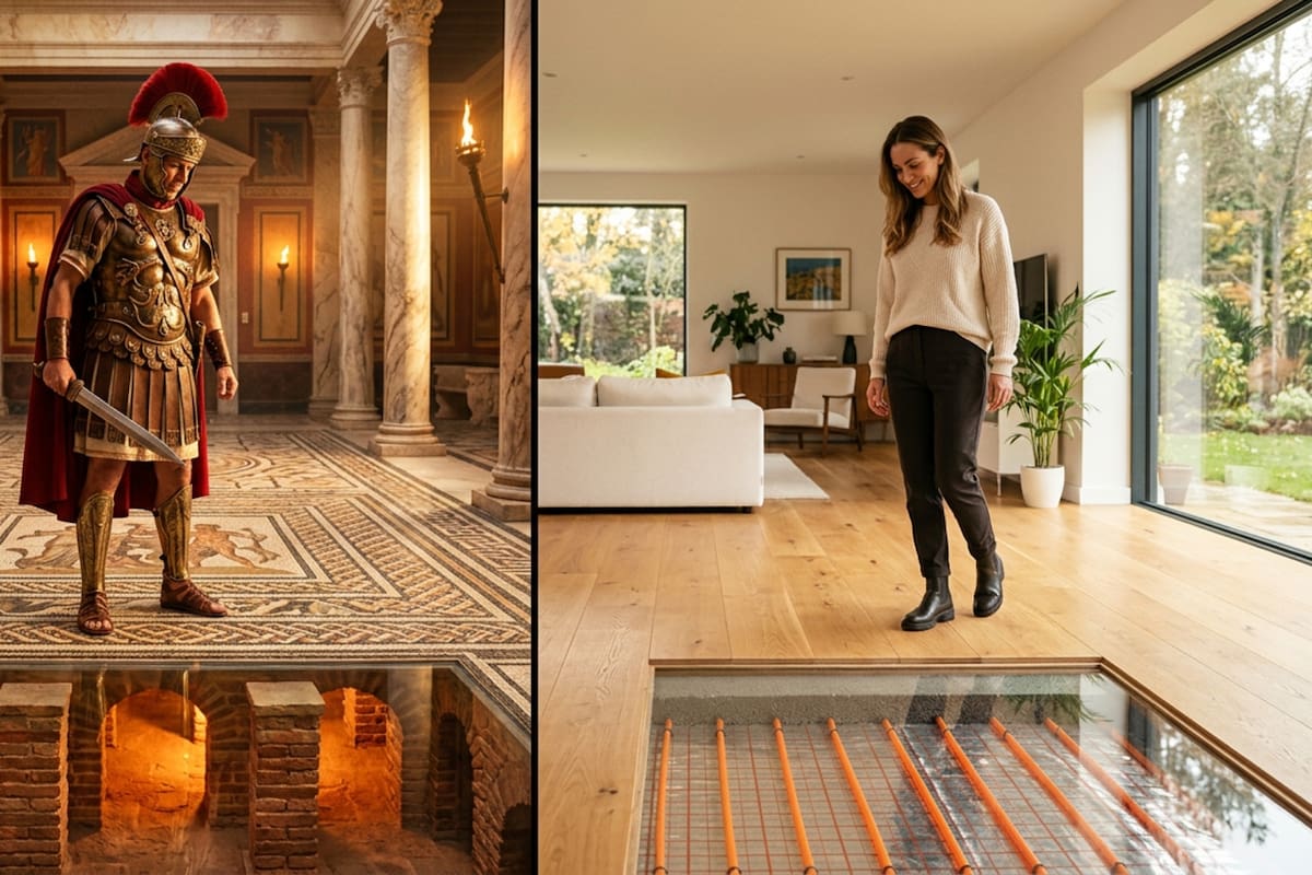 Los romanos inventaron la calefacción por suelo radiante hace 2,000 años con un sistema de aire caliente circulando bajo el piso que calentaba palacios, baños públicos y cuarteles militares en pleno invierno europeo y que hoy se comercializa como tecnología de lujo en las casas más modernas del mundo sin que casi nadie sepa que ya existía en la antigüedad