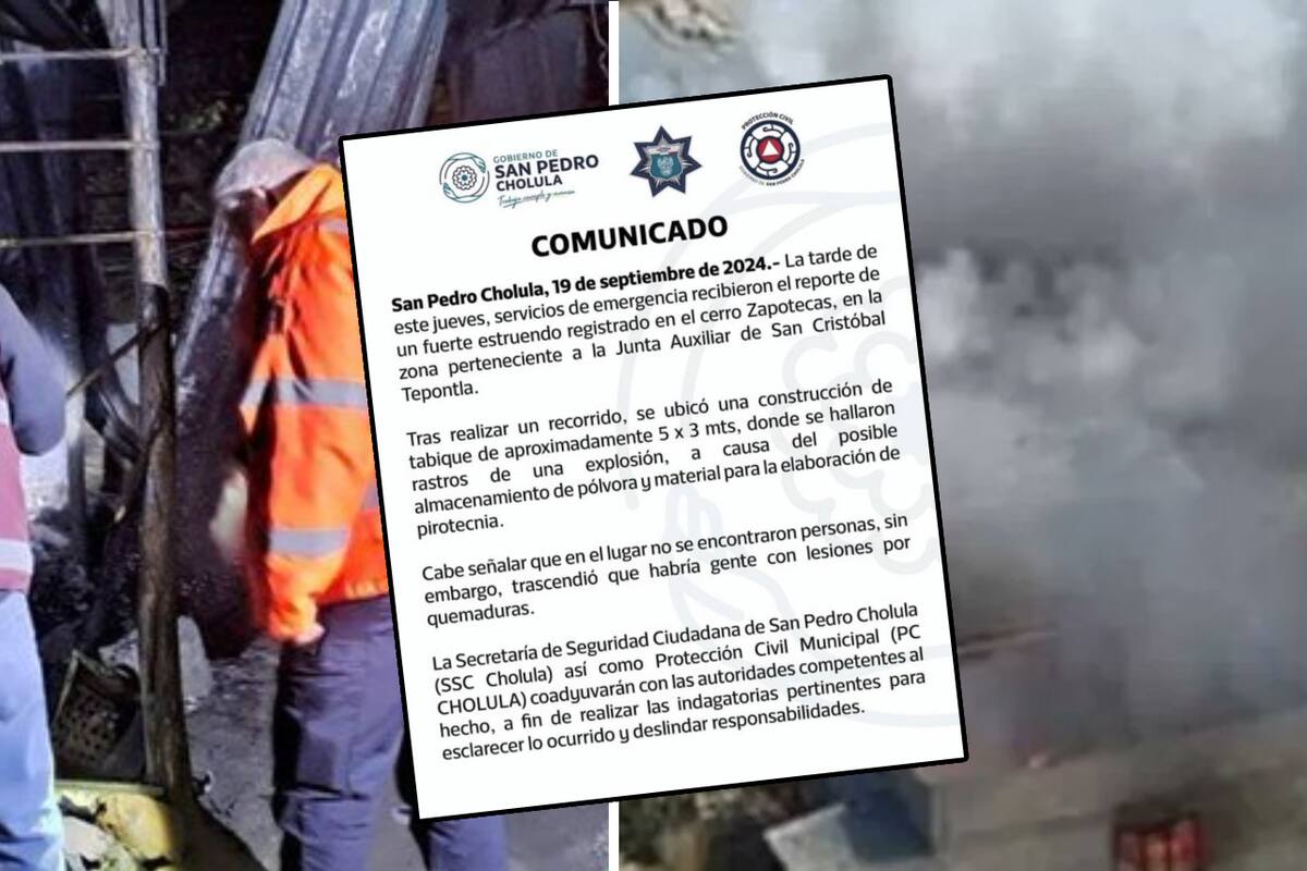 Explosión de polvorín en Cholula deja tres muertos y lesionados