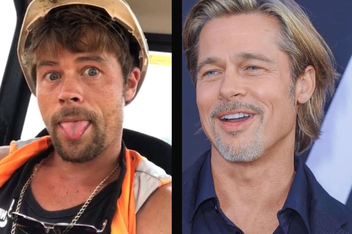 ¿Es su gemelo? Albañil sorprende en redes por su parecido a Brad Pitt
