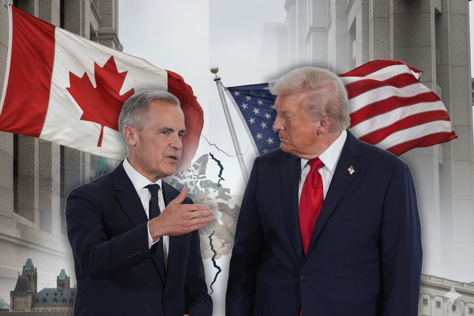 Tensión diplomática entre Canadá y Estados Unidos tras declaraciones cruzadas en Davos. Foto: Archivo/IA