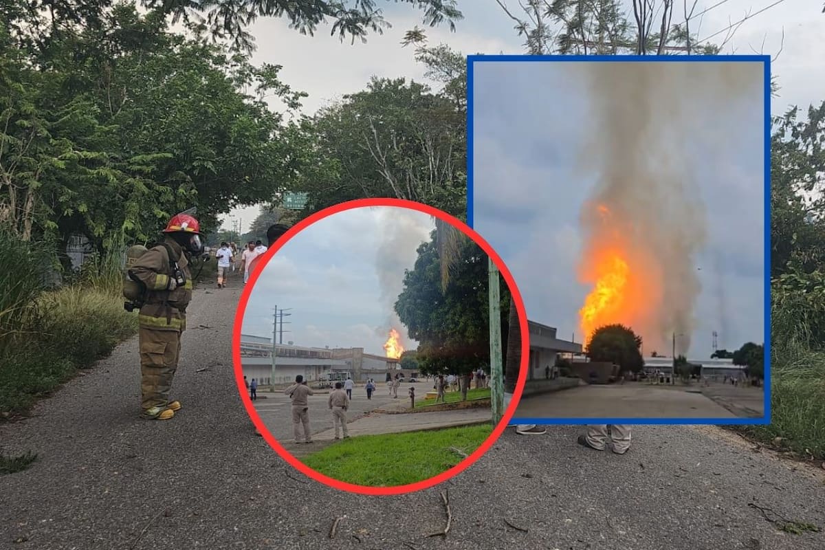 Explosión e incendio en complejo Cactus de Pemex en Chiapas provoca evacuación y deja cinco militares lesionados