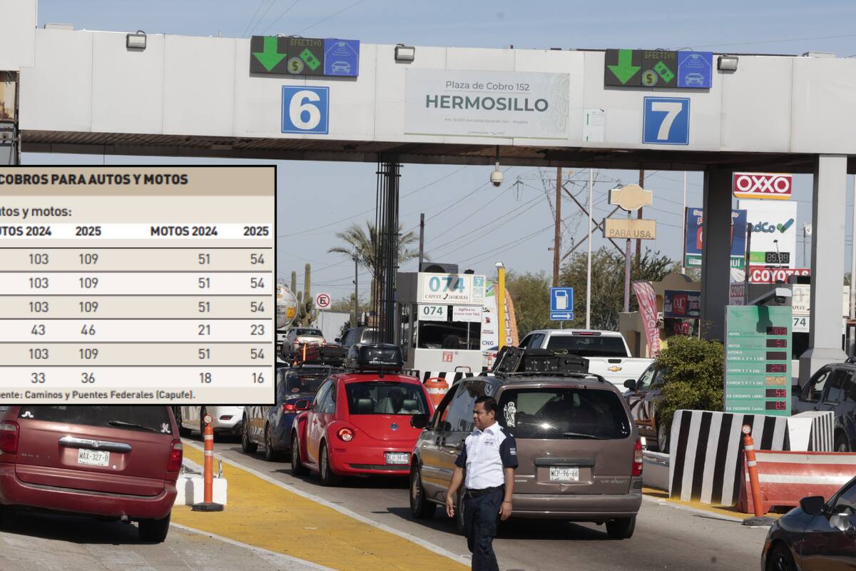 Aumenta hasta 85 pesos cuotas de peaje en Sonora