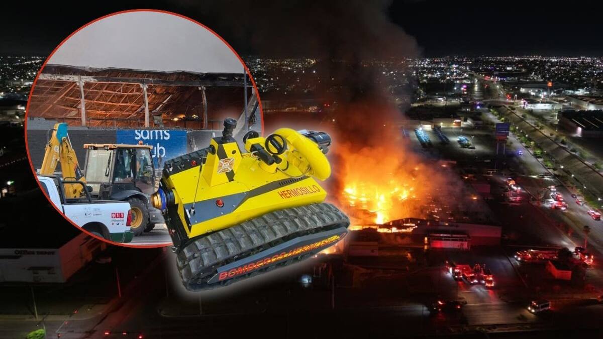 SERI, el robot que enfrentó el incendio en Sam’s Hermosillo: ingresó al inmueble con temperaturas extremas, lanzó agua a 65 metros y permitió a bomberos contener el fuego sin arriesgar vidas