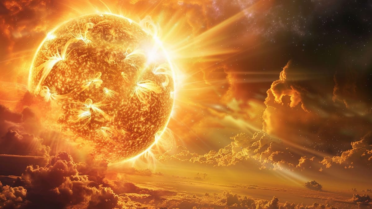 Imagen ilustrativa de una tormenta solar generada por IA.