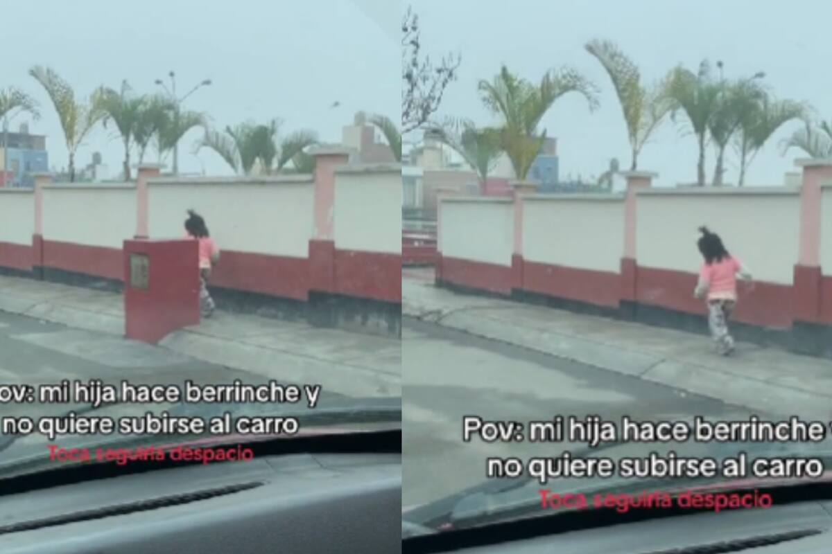 Joven graba cómo su hija baja del carro por hacer un berrinche y tiene que perseguirla por la calle