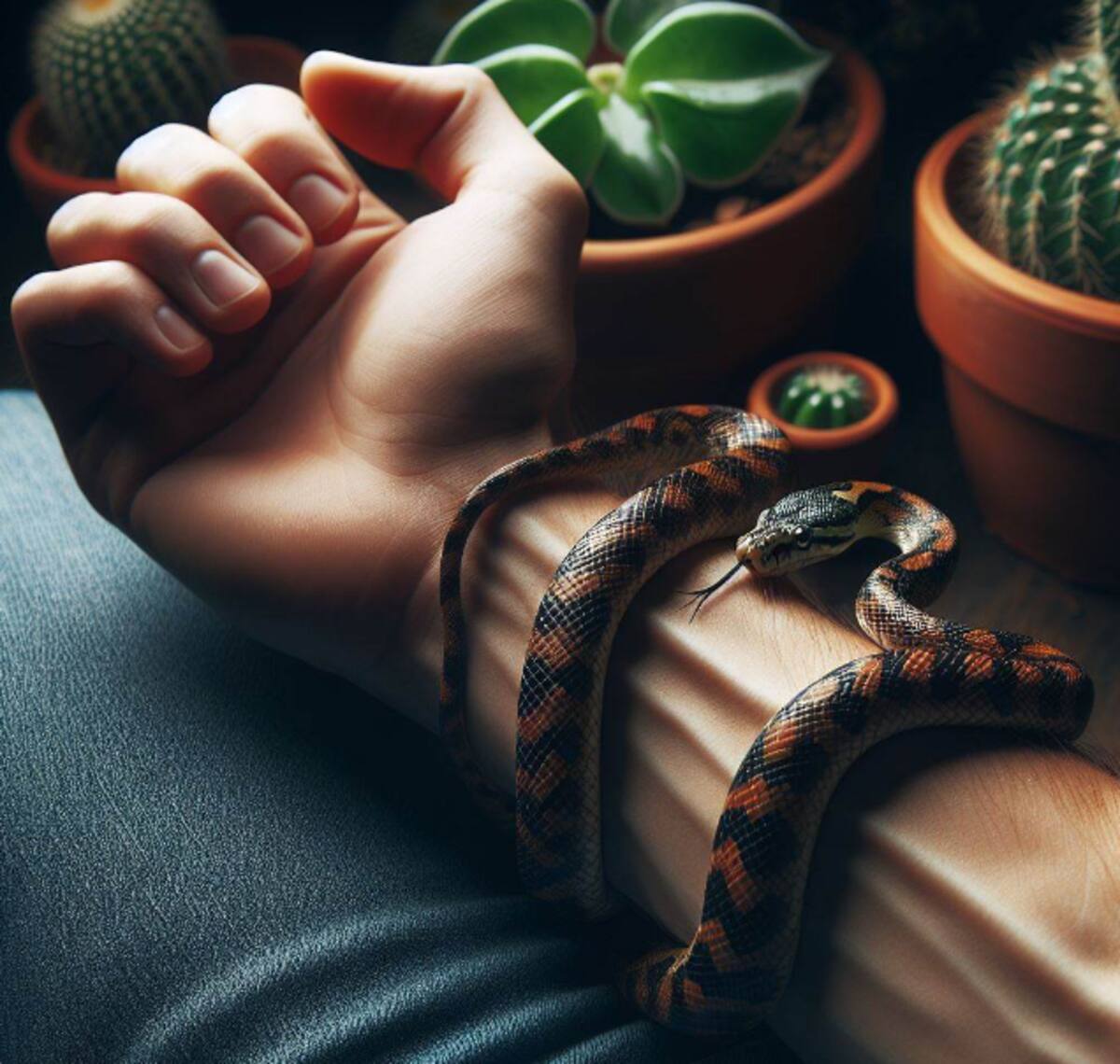 Serpiente alrededor de un brazo.