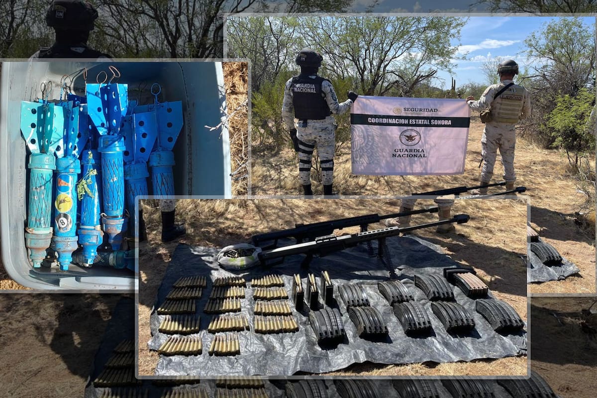 Operativo de seguridad en Sonoyta decomisa armamento con 2 fusiles y 12 bombas para lanzar con dron