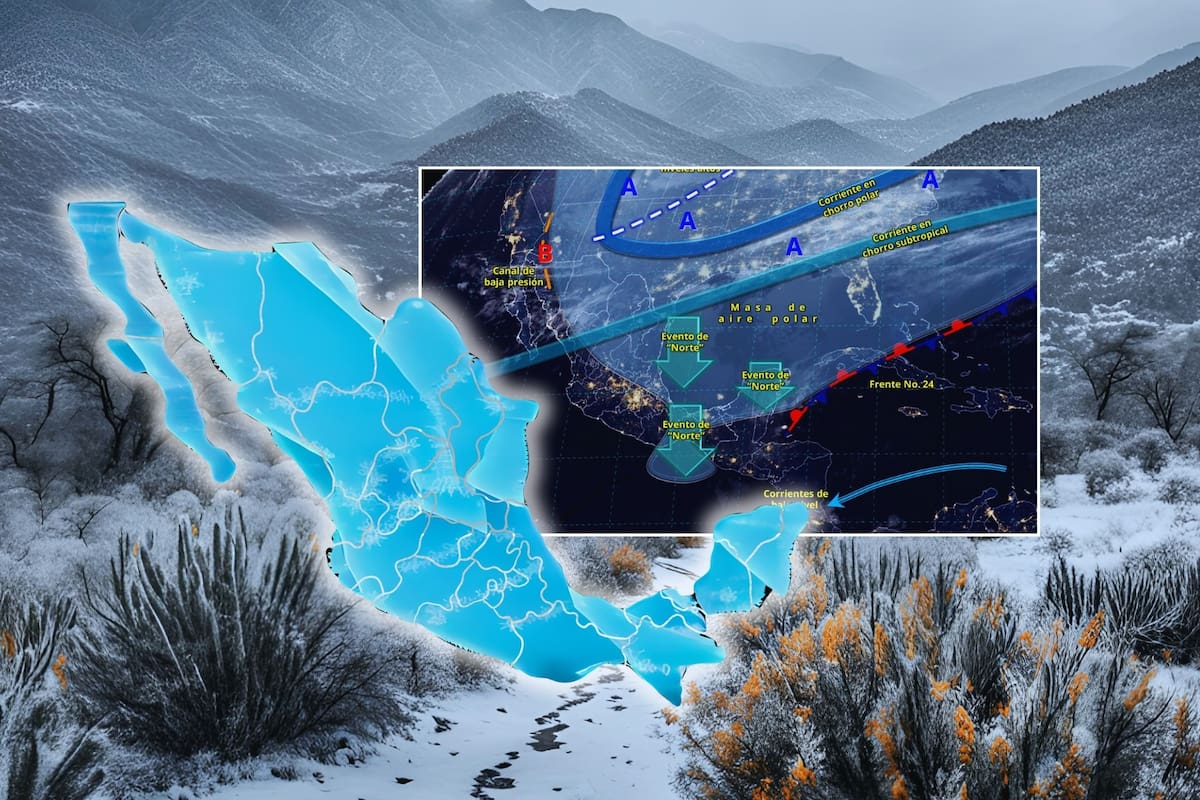 Entra nueva masa de aire polar a México, bajando severamente las temperaturas, con lluvias frías y vientos fuertes en estos estados hoy jueves 23 de enero