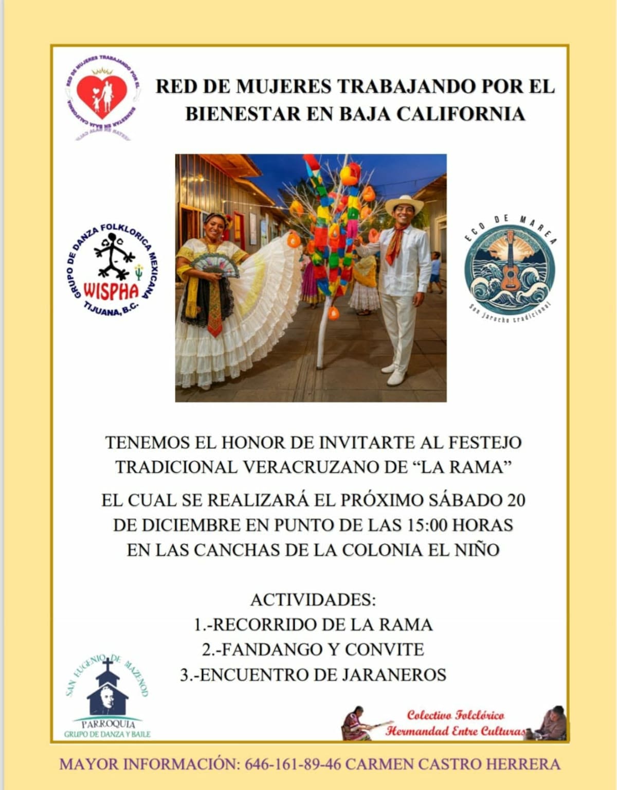 Este sábado 20 se realizará el tradicional festival navideño de Veracruz, en el que bailarines y músicos recorrerán calles de la colonia El Niño, en la Zona Este de Tijuana, con actividades gratuitas y ambiente familiar. Foto: Cortesia