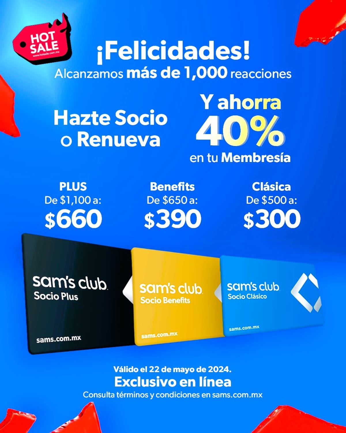 La tienda Sam's Club se suma al Hot Sale y ofrece hasta un 40% de descuento en sus membresías