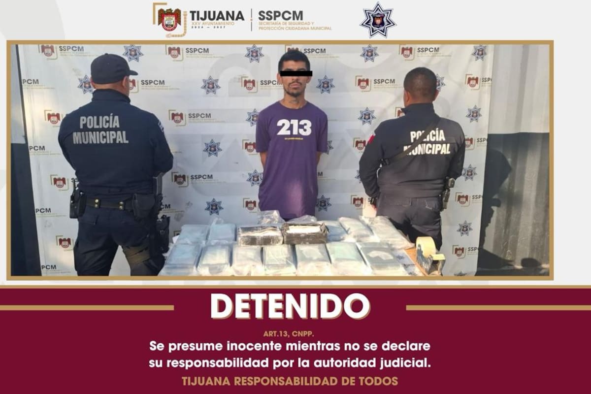 Detienen a presunto ladrón de vehículo y aseguran droga en Tijuana