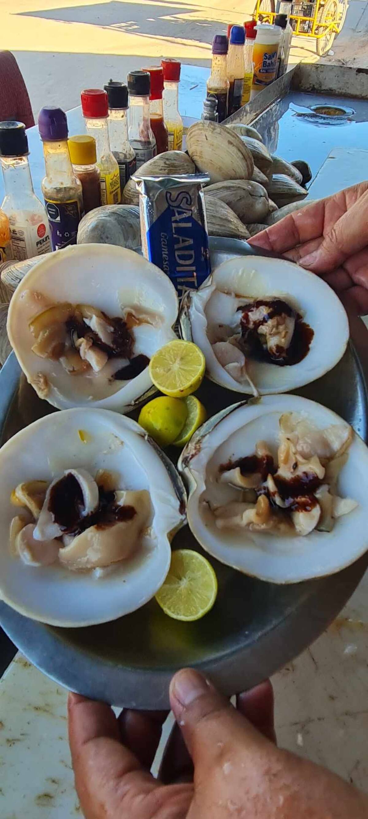 Los comerciantes tuvieron muy pocas ventas, sin embargo siguen invitando a las personas a ir a disfrutar de la comida y paisajes en estos días de descanso. Foto: Julián Ortega.