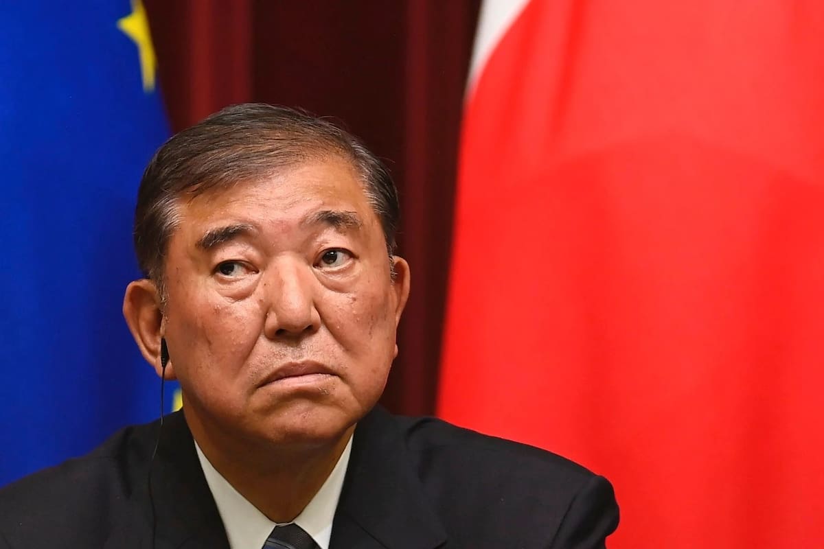 El primer ministro japonés, Shigeru Ishiba, asiste a una rueda de prensa conjunta con la presidenta de la Comisión Europea, Ursula von der Leyen, y el presidente del Consejo Europeo, António Costa, tras su reunión en la oficina del primer ministro en Tokio el miércoles 23 de julio de 2025. | Crédito: David Mareuil/Pool Photo vía AP