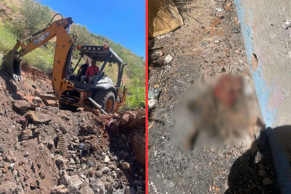 Encuentran osamenta con ayuda de retroexcavadora